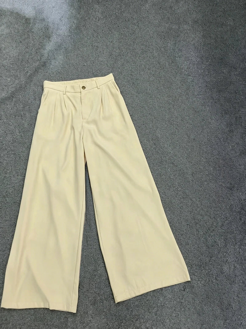 Women’s Wide Leg Pants Women Korean Style High Waist Black Trouser Office Ladies Fashion Loose Grey Suit Trousers Streetwear