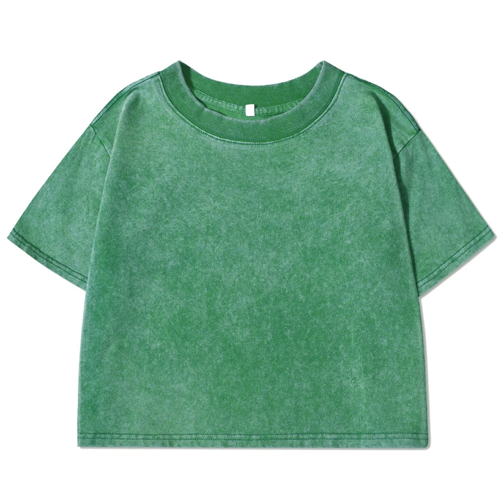 Solid Color Slim Washed T-Shirt Women Fashion Soft Cotton Tee Shirt Rhinestone Craft Short Sleeve Cool Clothing Female