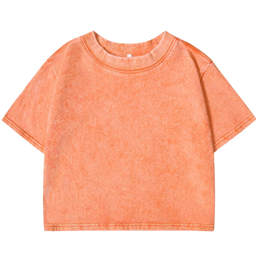 Solid Color Slim Washed T-Shirt Women Fashion Soft Cotton Tee Shirt Rhinestone Craft Short Sleeve Cool Clothing Female