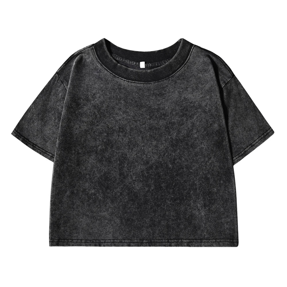 Solid Color Slim Washed T-Shirt Women Fashion Soft Cotton Tee Shirt Rhinestone Craft Short Sleeve Cool Clothing Female
