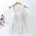 2025 Women's Vest Tops With Built In Bra Neck Vest Padded Slim Fit Tank Tops Sexy Shirts Feminino Casual Underlay shirt slimming