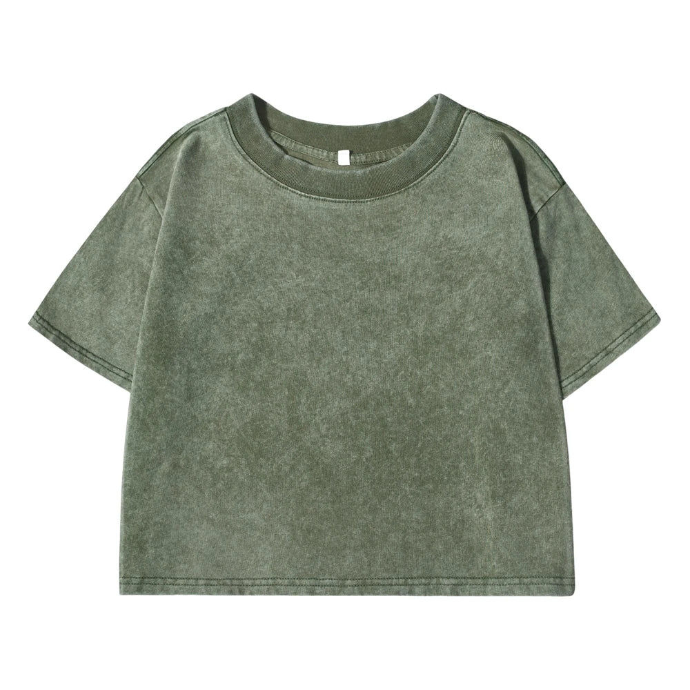 Solid Color Slim Washed T-Shirt Women Fashion Soft Cotton Tee Shirt Rhinestone Craft Short Sleeve Cool Clothing Female